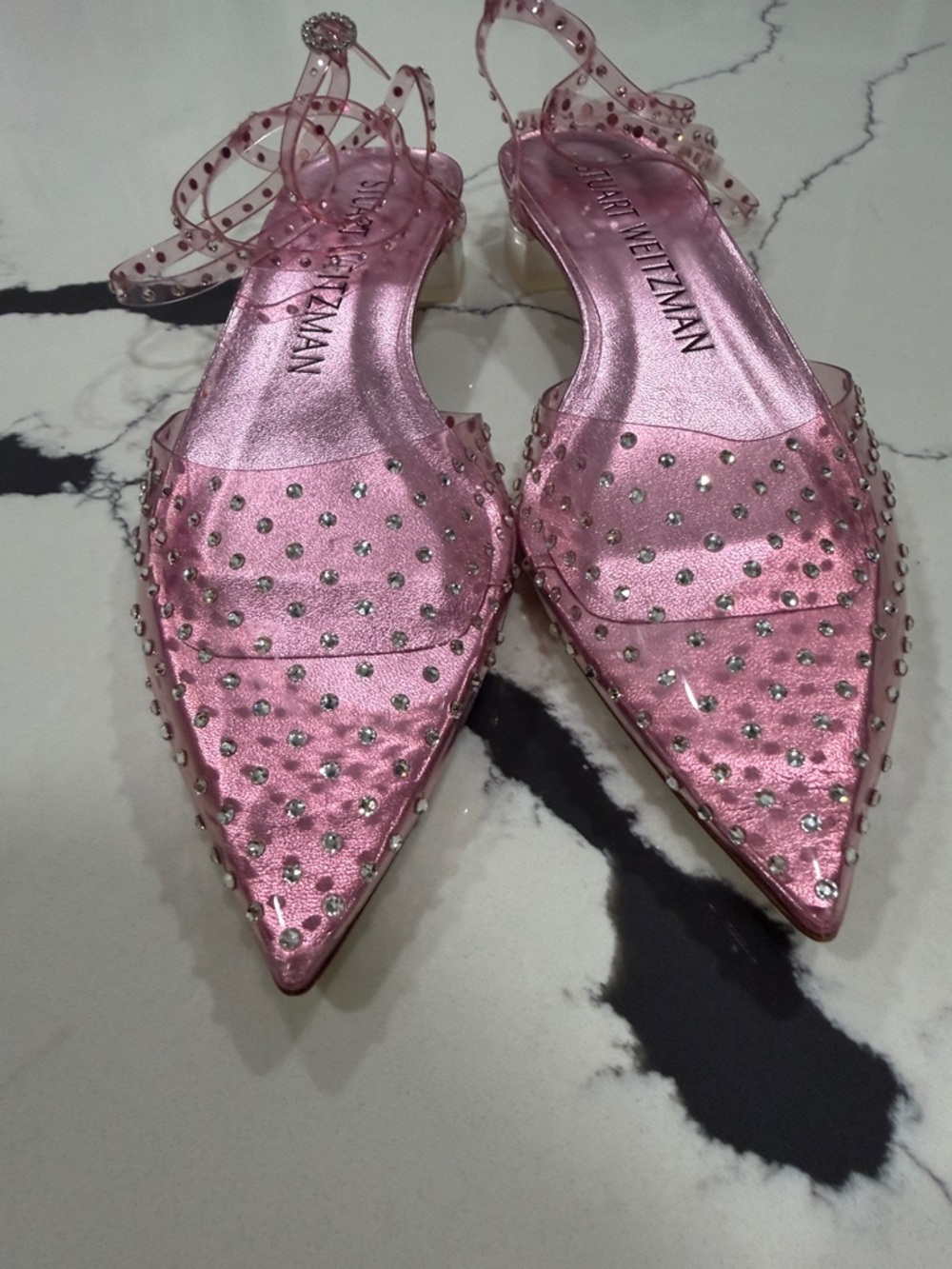 Pink Embellished Ankle-Tie Flat Heels - Women - Picture 7 of 7